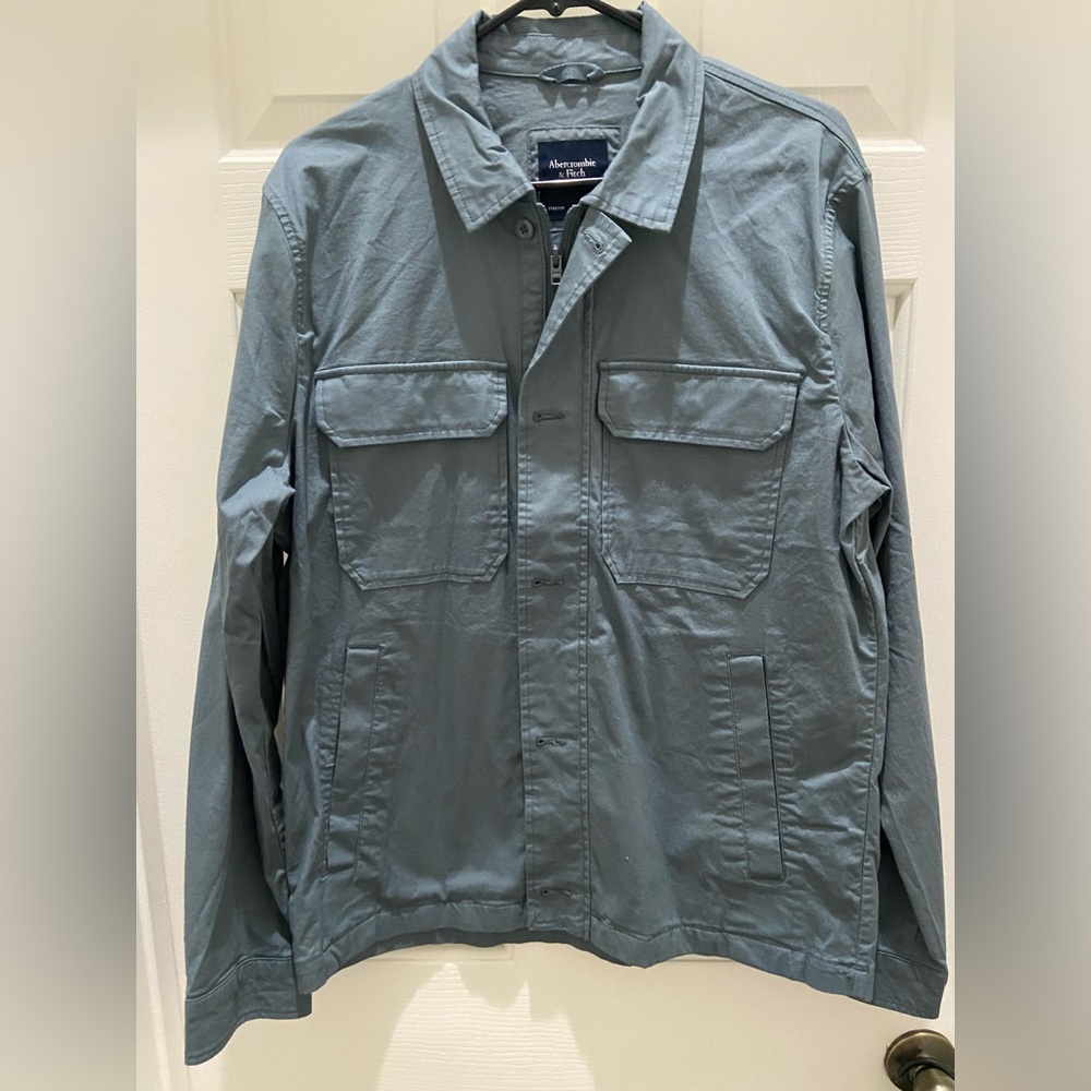 ABERCROMBIE & FITCH OLIVE SHACKET SHIRT JACKET OVERSHIRT LARGE ZIP-UP